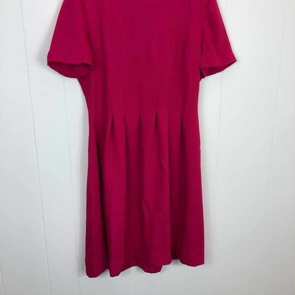 Vintage Hot Pink Pleated Dress Sz M - Picture 3 of 13